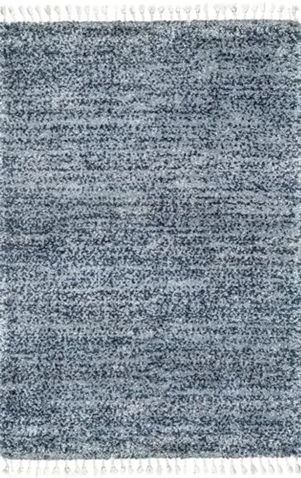 nuLOOM Brooke Shag Tasseled Area Rug - 8x11 Shag Area Rug Casual Blue/Ivory Rugs for Living Room Bedroom Dining Room Nursery