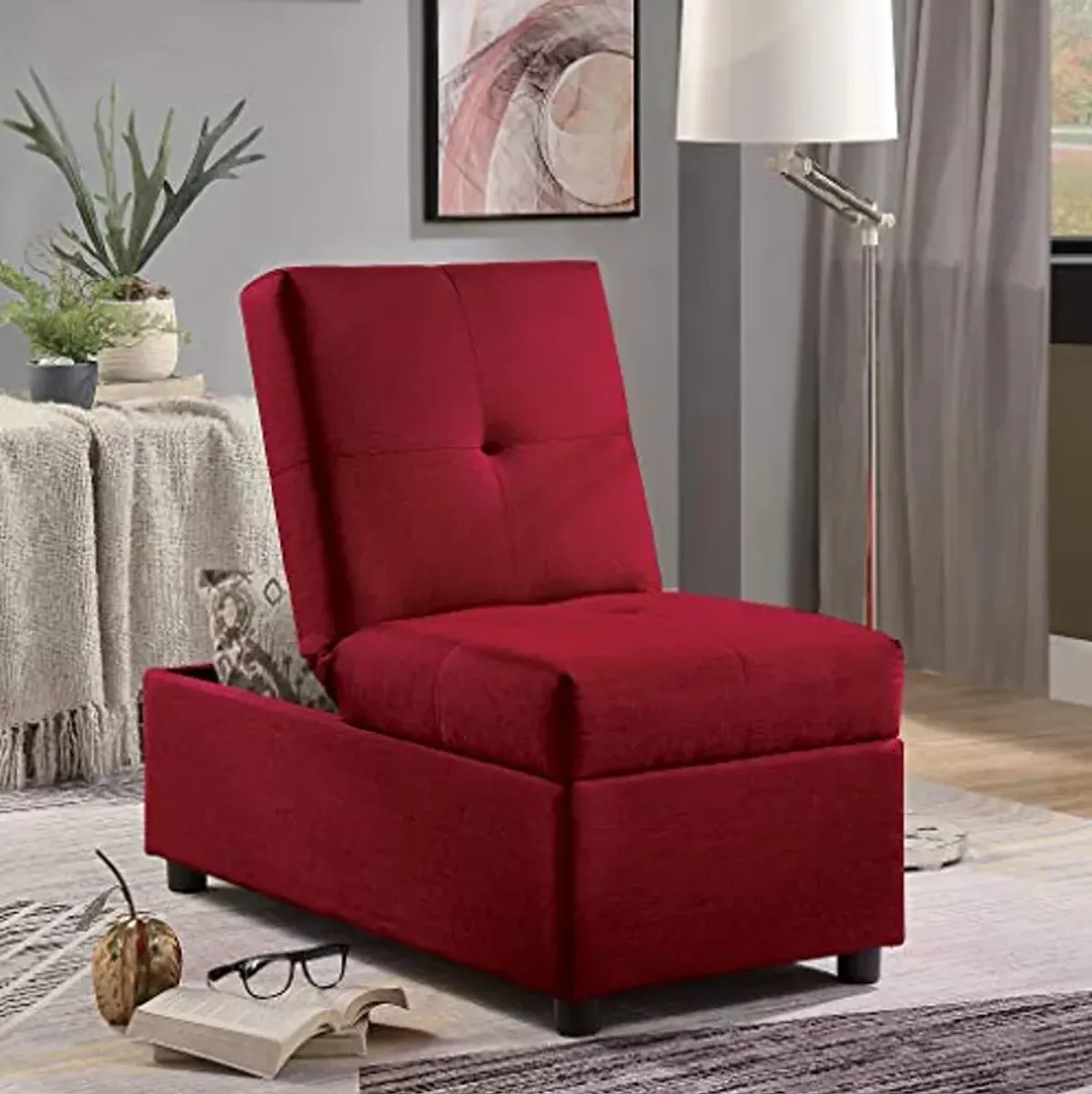 Homelegance Escher Convertible Storage Ottoman (Chair), Red