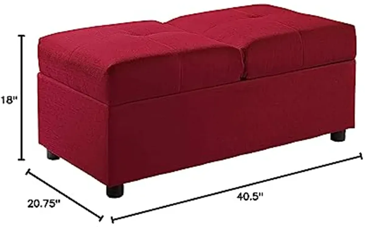 Homelegance Escher Convertible Storage Ottoman (Chair), Red