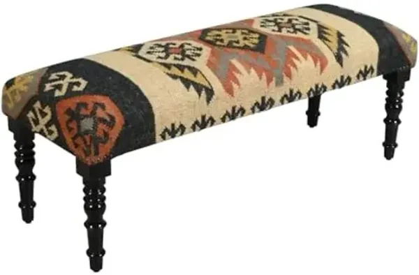 L.R. Resources Inc Reno Accent Bench with Cushion, 47"W x 16"D x 18"H, Tan/Multicolor