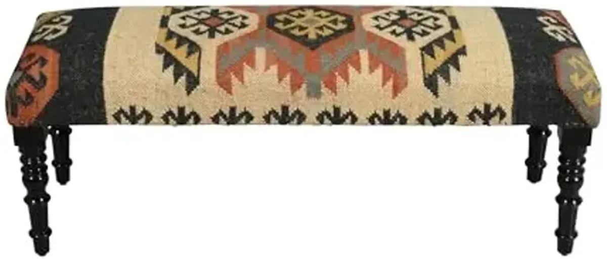 L.R. Resources Inc Reno Accent Bench with Cushion, 47"W x 16"D x 18"H, Tan/Multicolor