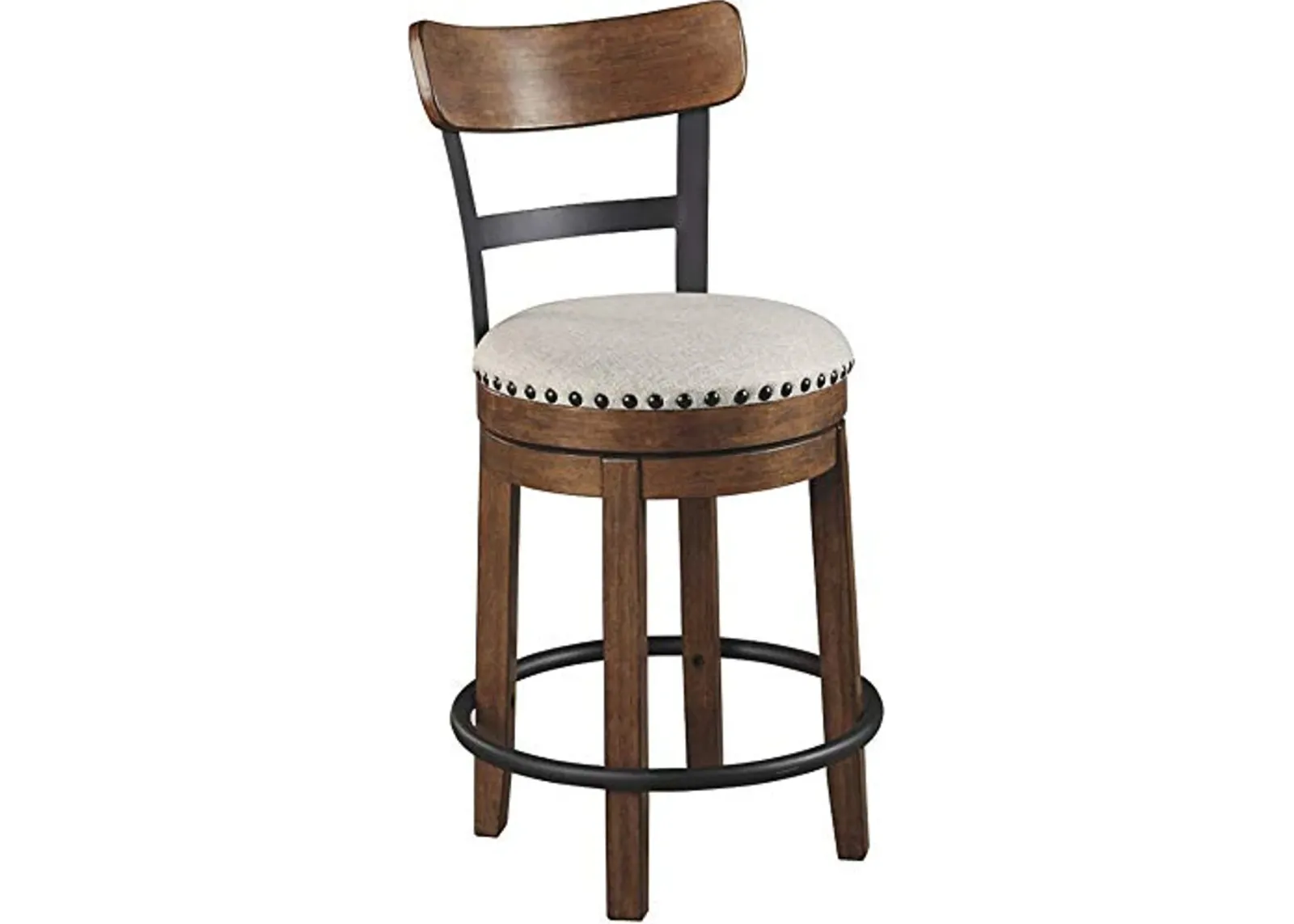 Signature Design by Ashley Valebeck Rustic Farmhouse 24.5” Counter Height Swivel Bar Stool, Brown