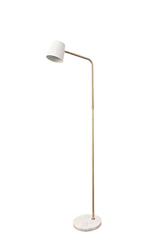 Urbanest Helena Floor Lamp, 53 1/2-inch Tall, White with Burnished Brass and Marble Base