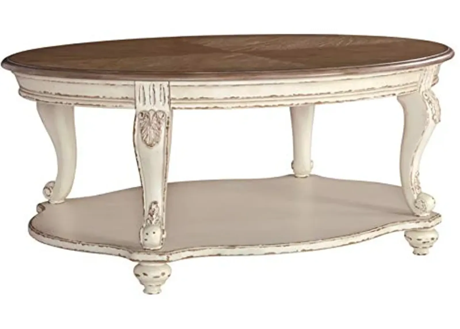 Signature Design by Ashley Realyn Casual Cottage Coffee Table, Antique White & Brown