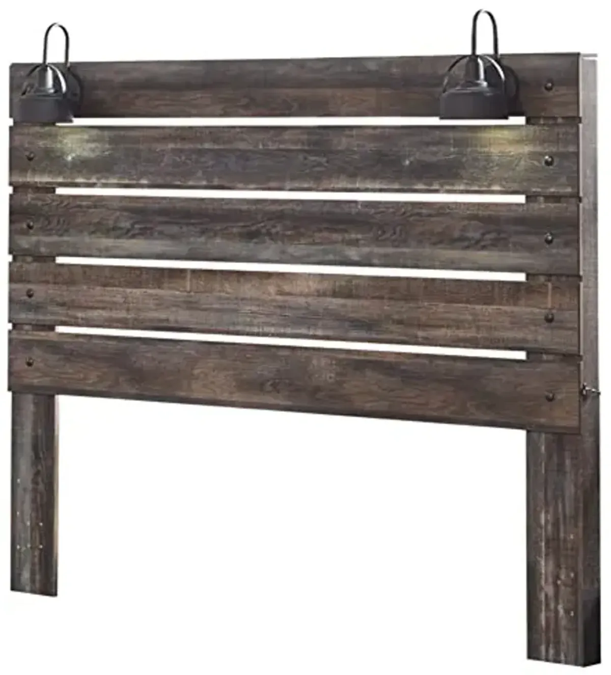 Signature Design by Ashley Drystan Rustic Panel Headboard ONLY with USB Charging Stations, King, Brown