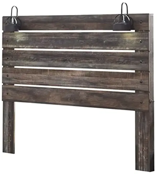 Signature Design by Ashley Drystan Rustic Panel Headboard ONLY with USB Charging Stations, King, Brown