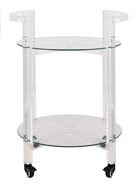 Safavieh Couture Home Jules Glam Clear Acrylic Glass Top 2-tier Bar Cart with Wheels
