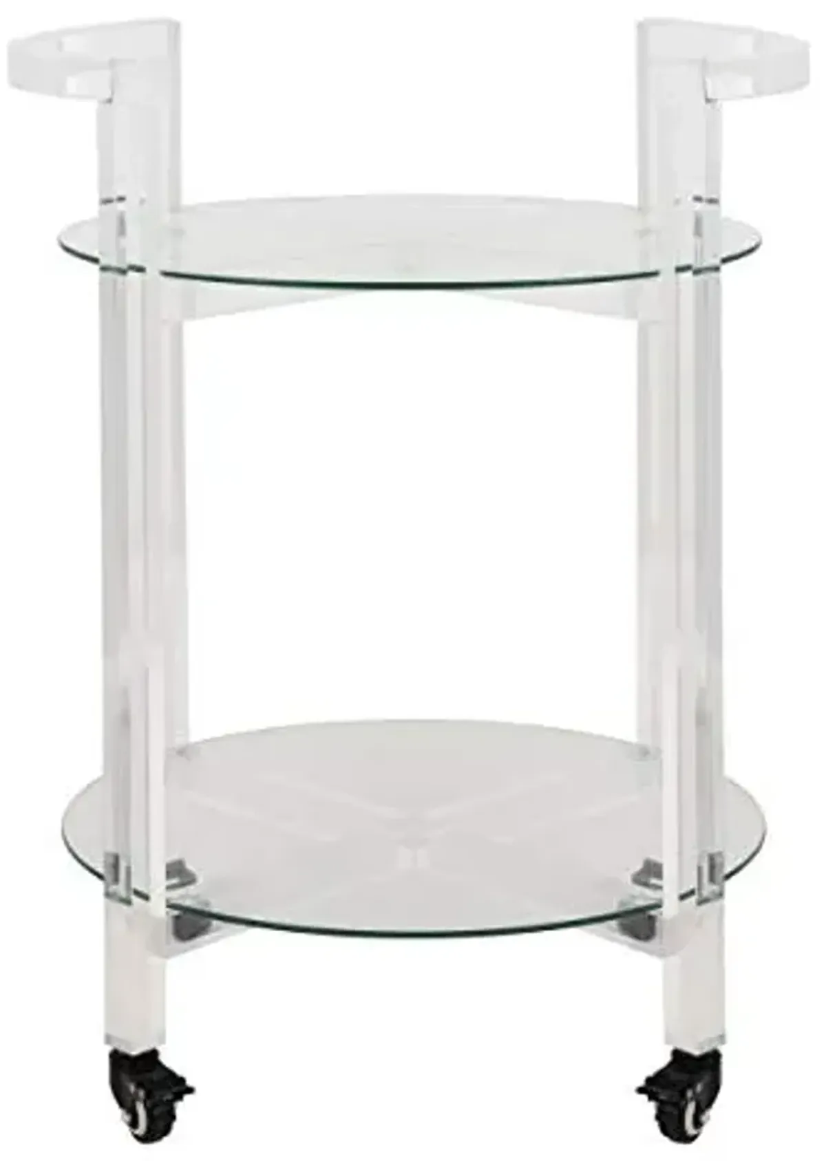Safavieh Couture Home Jules Glam Clear Acrylic Glass Top 2-tier Bar Cart with Wheels