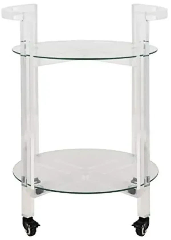 Safavieh Couture Home Jules Glam Clear Acrylic Glass Top 2-tier Bar Cart with Wheels