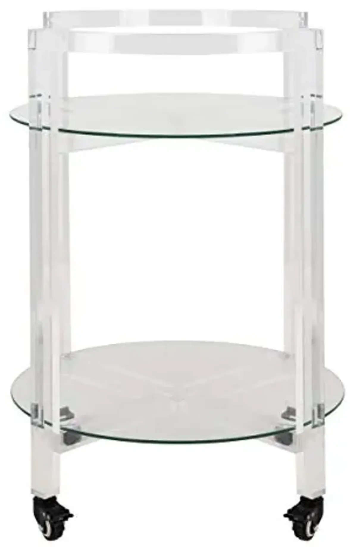 Safavieh Couture Home Jules Glam Clear Acrylic Glass Top 2-tier Bar Cart with Wheels