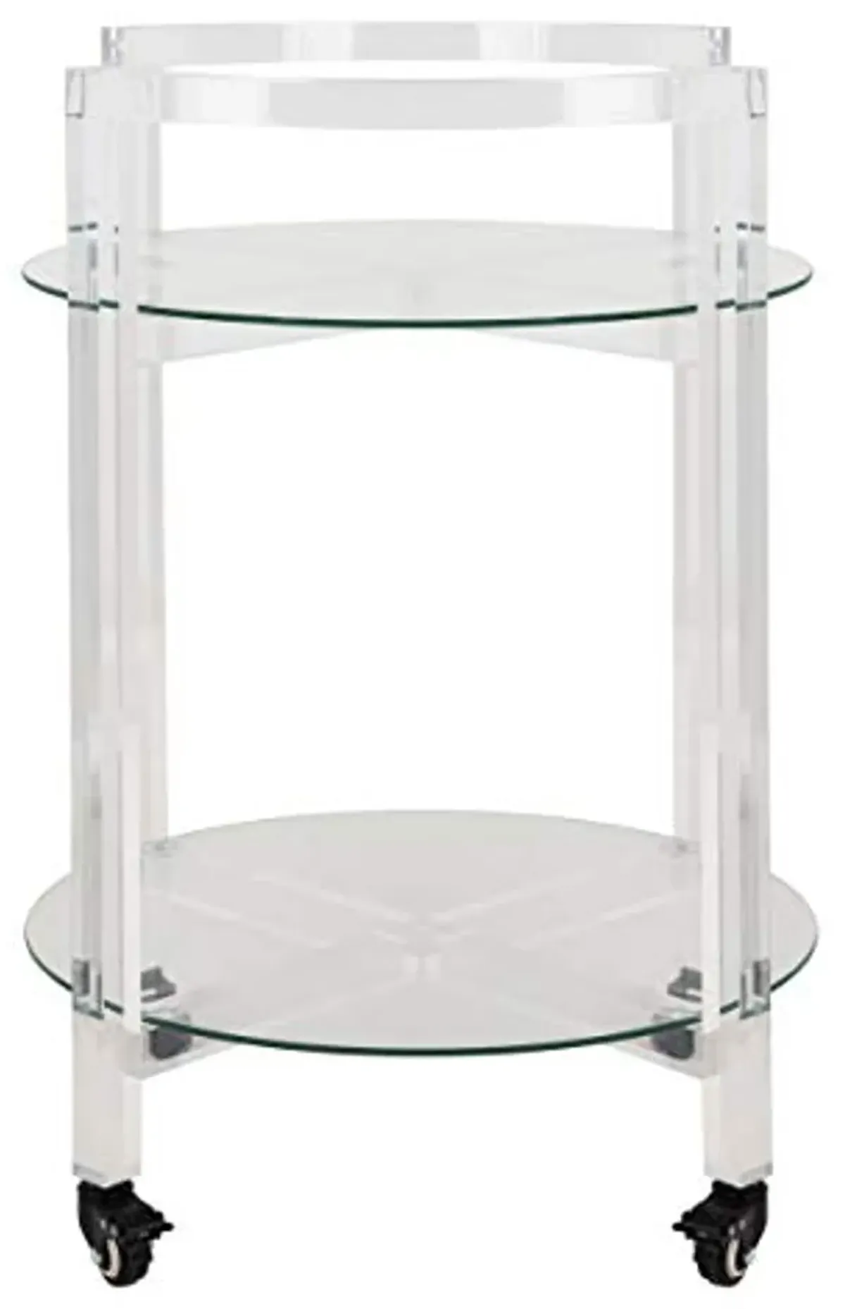 Safavieh Couture Home Jules Glam Clear Acrylic Glass Top 2-tier Bar Cart with Wheels