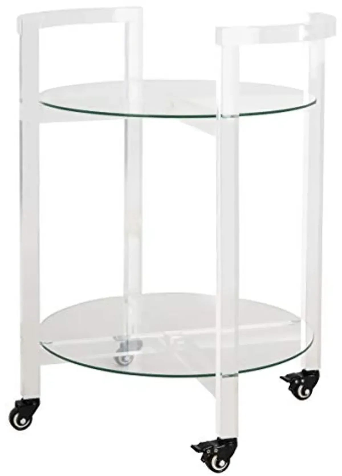 Safavieh Couture Home Jules Glam Clear Acrylic Glass Top 2-tier Bar Cart with Wheels