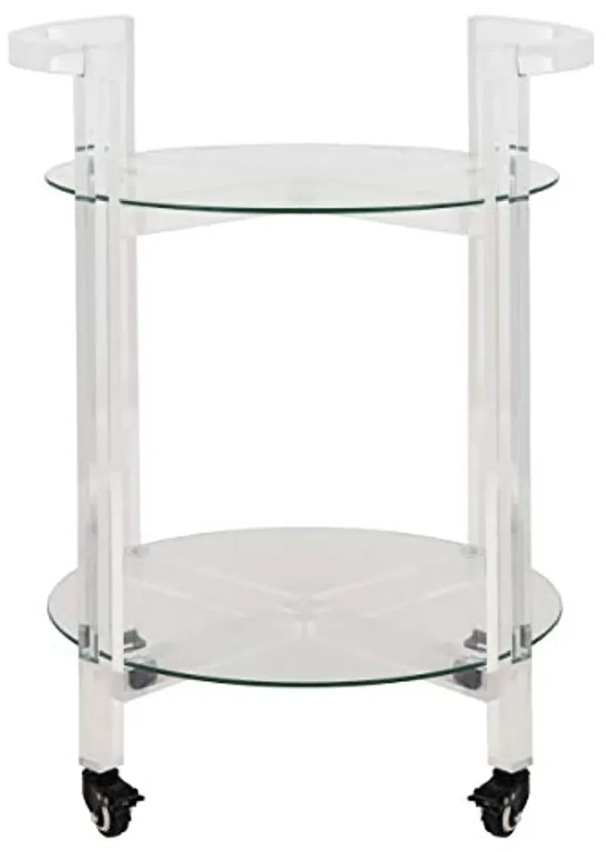 Safavieh Couture Home Jules Glam Clear Acrylic Glass Top 2-tier Bar Cart with Wheels