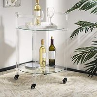 Safavieh Couture Home Jules Glam Clear Acrylic Glass Top 2-tier Bar Cart with Wheels