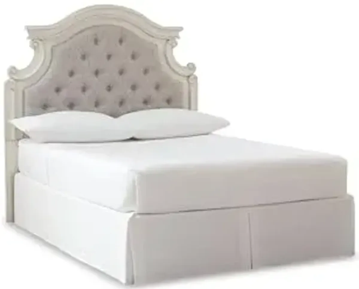 Signature Design by Ashley Realyn Upholstered Panel Headboard ONLY, Full, Chipped White