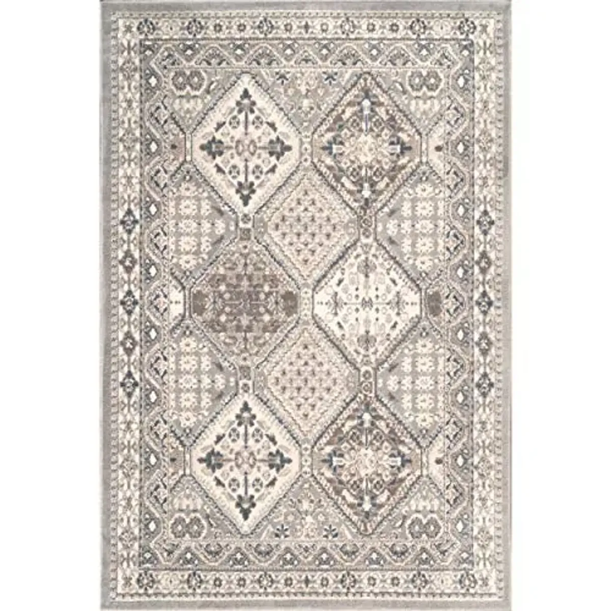 nuLOOM 6'7" x 9' Becca Traditional Tiled Area Rug, Taupe, Faded Transitional Design, Stain Resistant, For Bedroom, Dining Room, Living Room, Hallway, Office, Kitchen, Entryway
