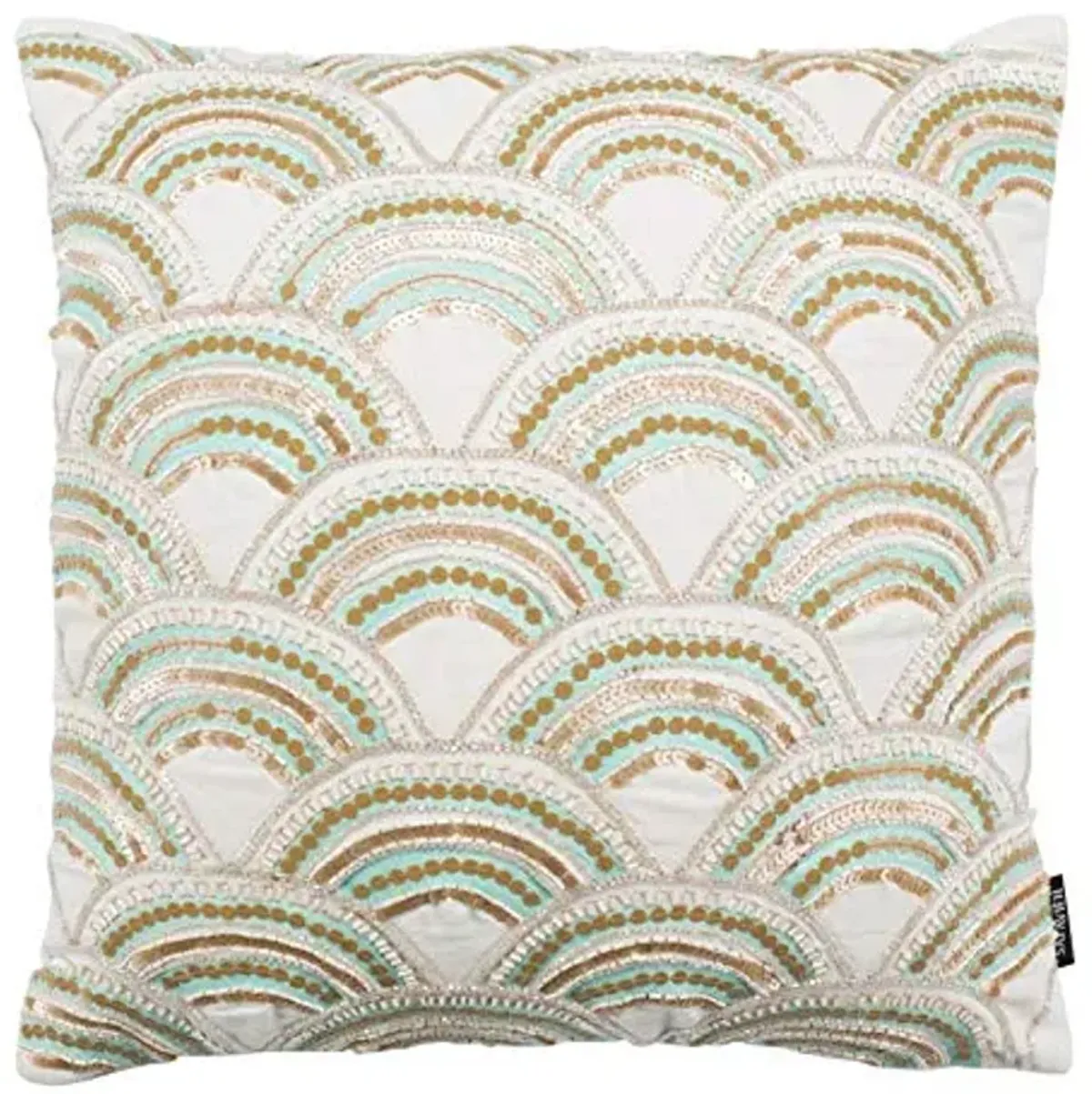 SAFAVIEH Home Collection Kadri Beige and Teal (20" x 20") Pillow, 22"x22", Assorted