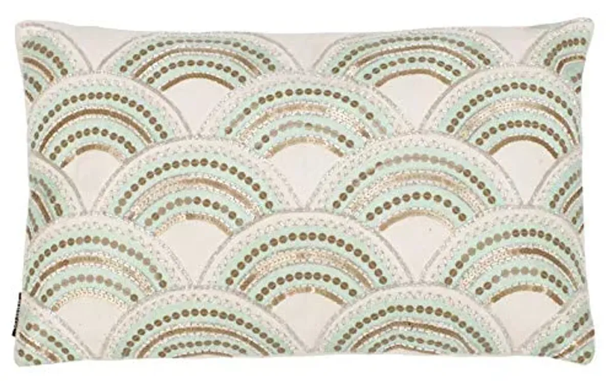 SAFAVIEH Home Collection Kadri Beige and Teal (20" x 20") Pillow, 22"x22", Assorted