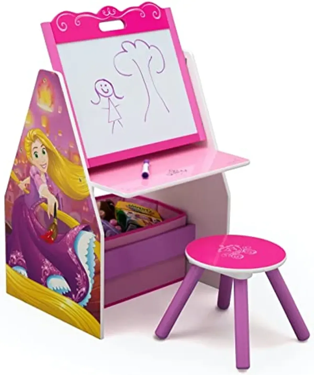 Delta Children Kids Easel and Play Station – Ideal for Arts & Crafts, Homeschooling and More- Greenguard Gold Certified, Disney Princess