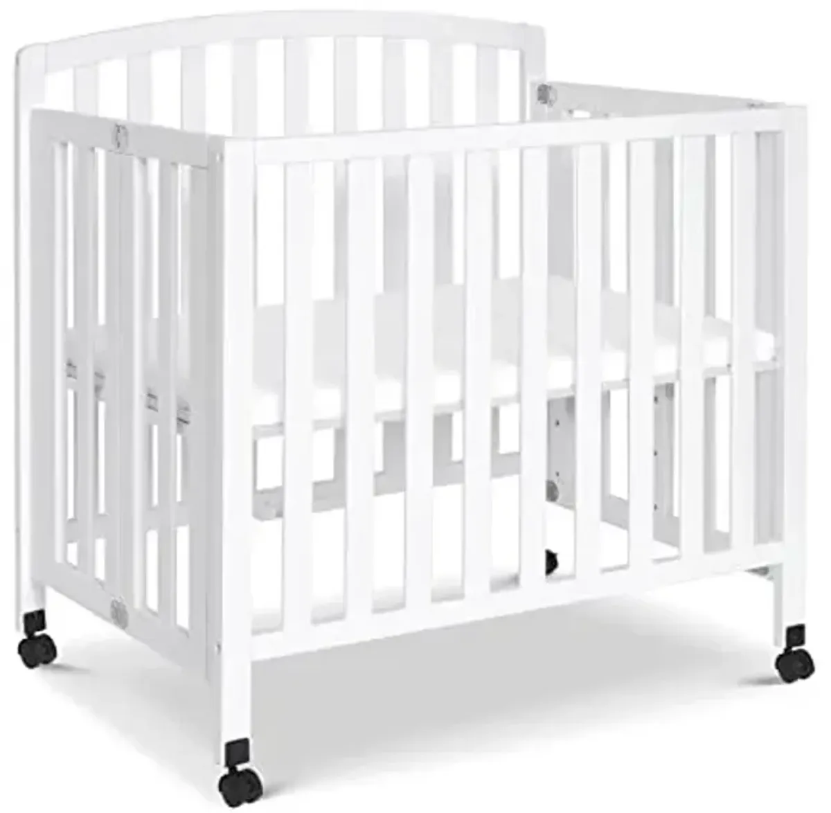 Davinci Dylan Folding Portable 3-in-1 Convertible Mini Crib and Twin Bed in White, Greenguard Gold Certified