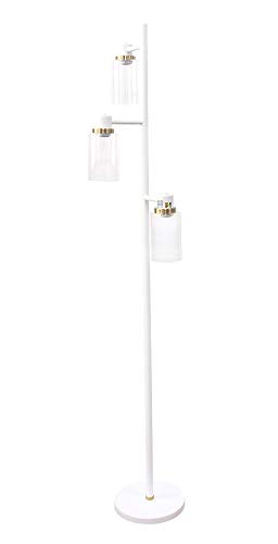 Urbanest Bailey 3-Light Floor Lamp, White with Burnished Brass, 65 1/2-inch Tall