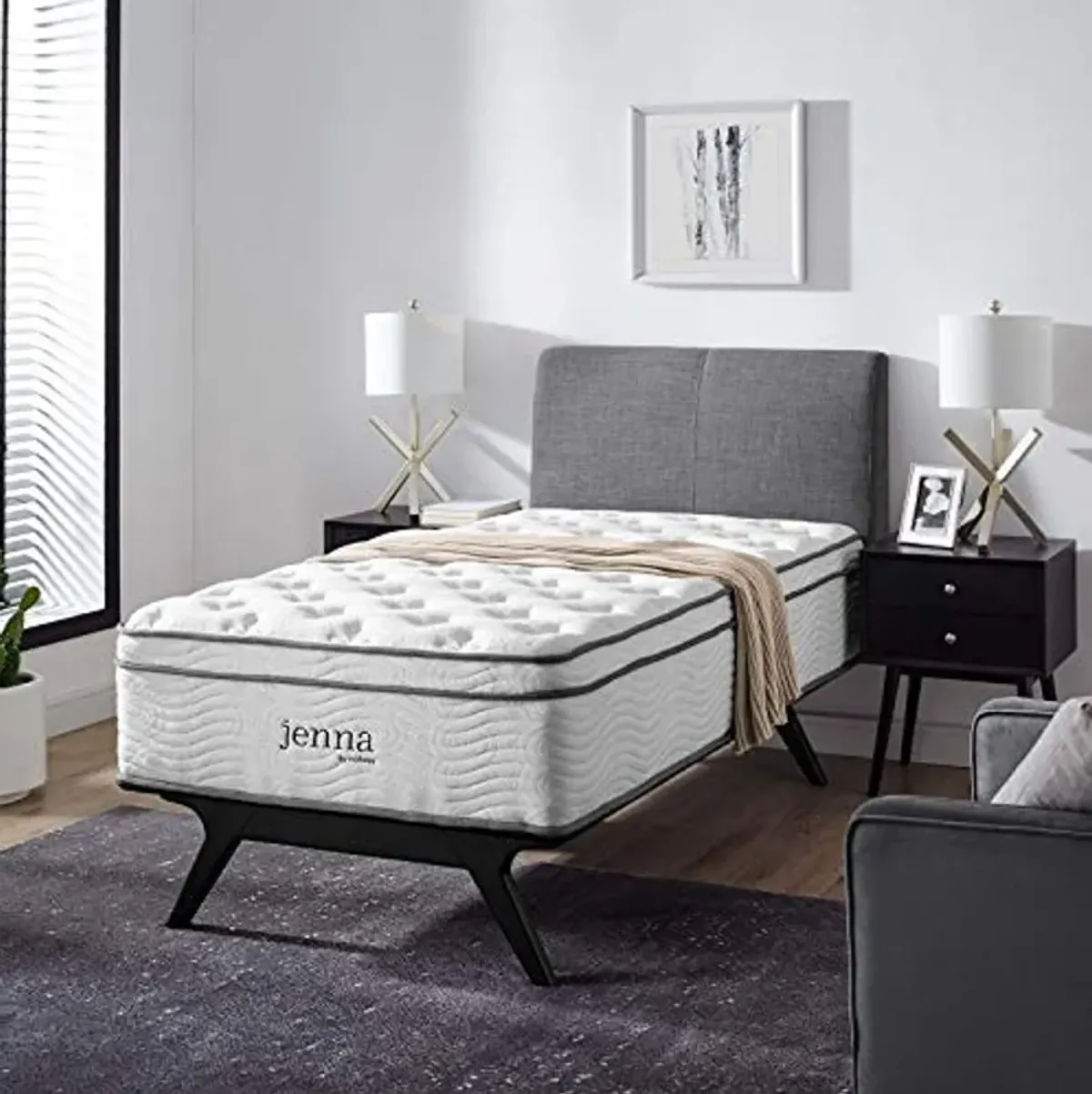 Modway Jenna 14” Innerspring Pillow Top Twin Mattress With Individually Encased Coils