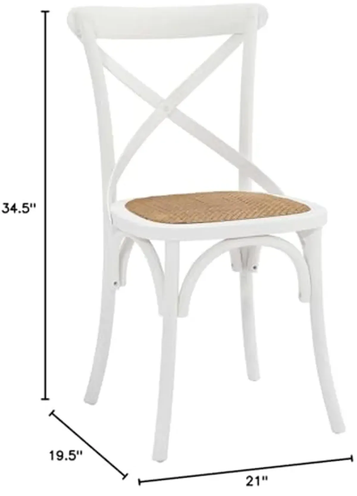 Modway Gear Rustic Modern Farmhouse Elm Wood Rattan Four Dining Chairs in White