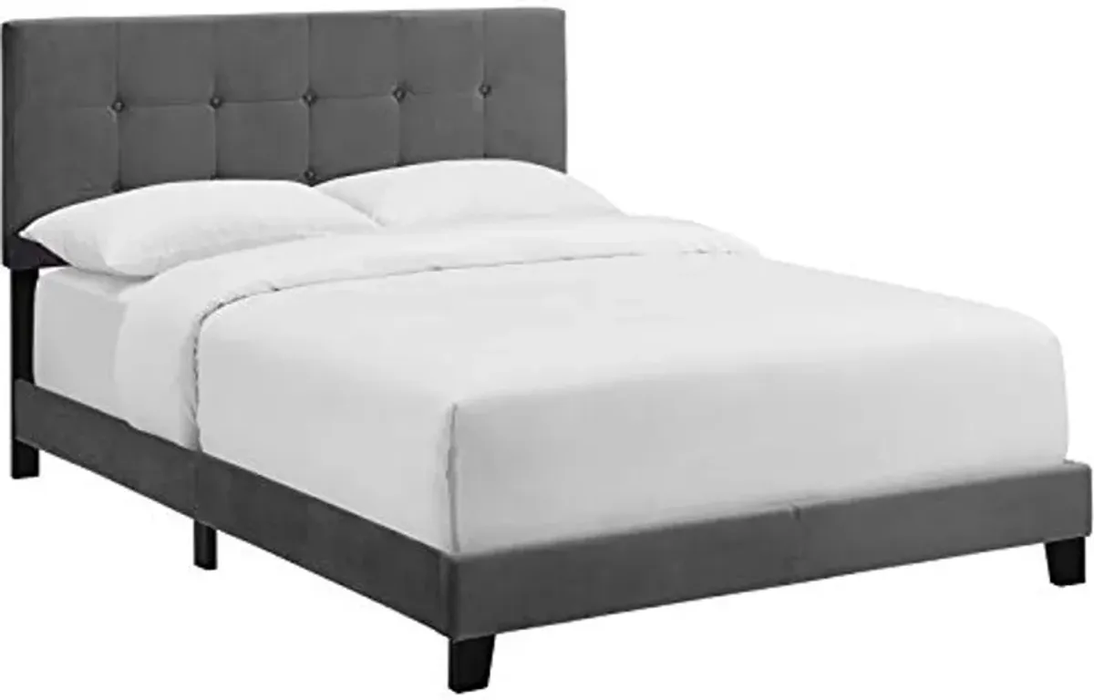 Modway Amira Tufted Performance Velvet Upholstered Full Bed in Gray