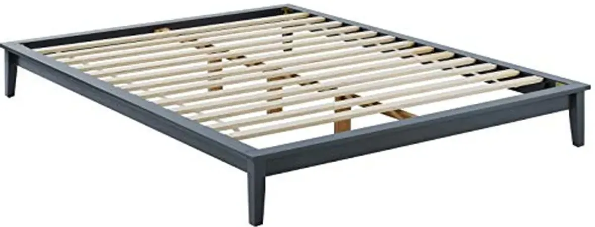 Modway Lodge Wood Platform King Bed Frame in Gray