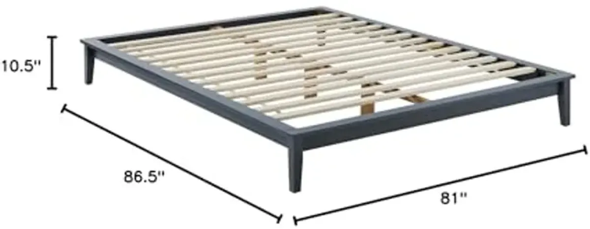 Modway Lodge Wood Platform King Bed Frame in Gray