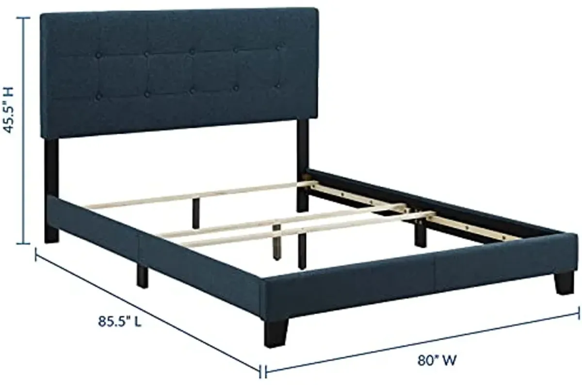 Modway Amira Tufted Fabric Upholstered King Bed Frame With Headboard In Azure