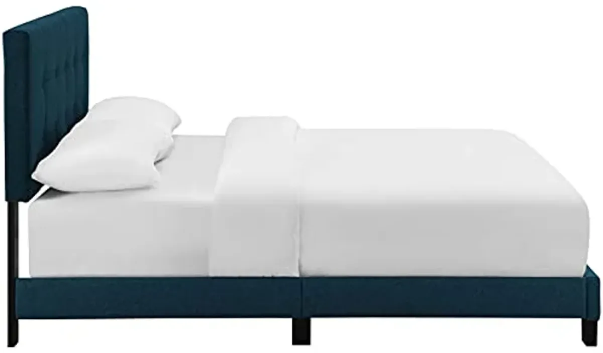 Modway Amira Tufted Fabric Upholstered King Bed Frame With Headboard In Azure