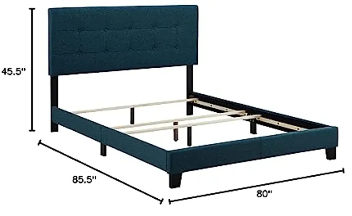 Modway Amira Tufted Fabric Upholstered King Bed Frame With Headboard In Azure