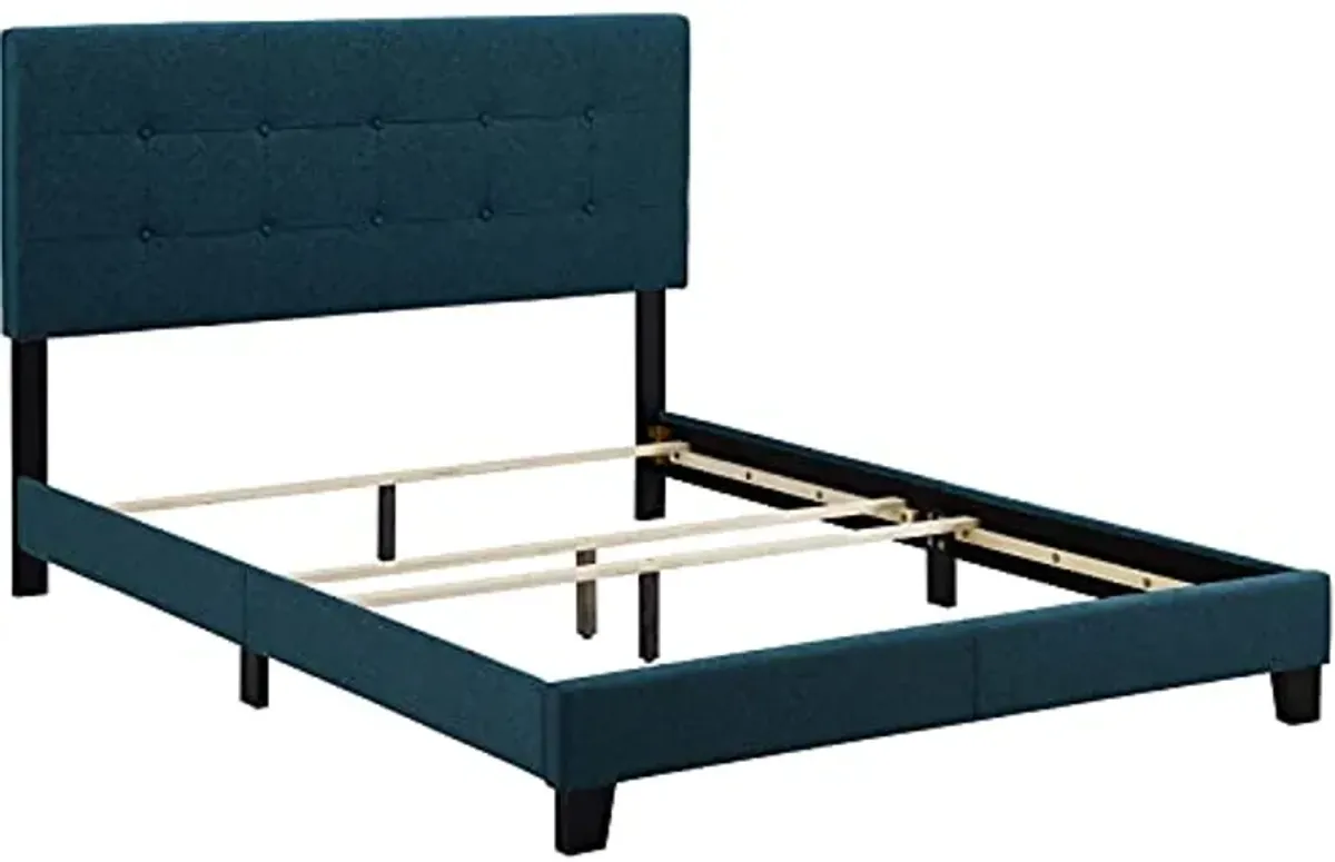 Modway Amira Tufted Fabric Upholstered King Bed Frame With Headboard In Azure