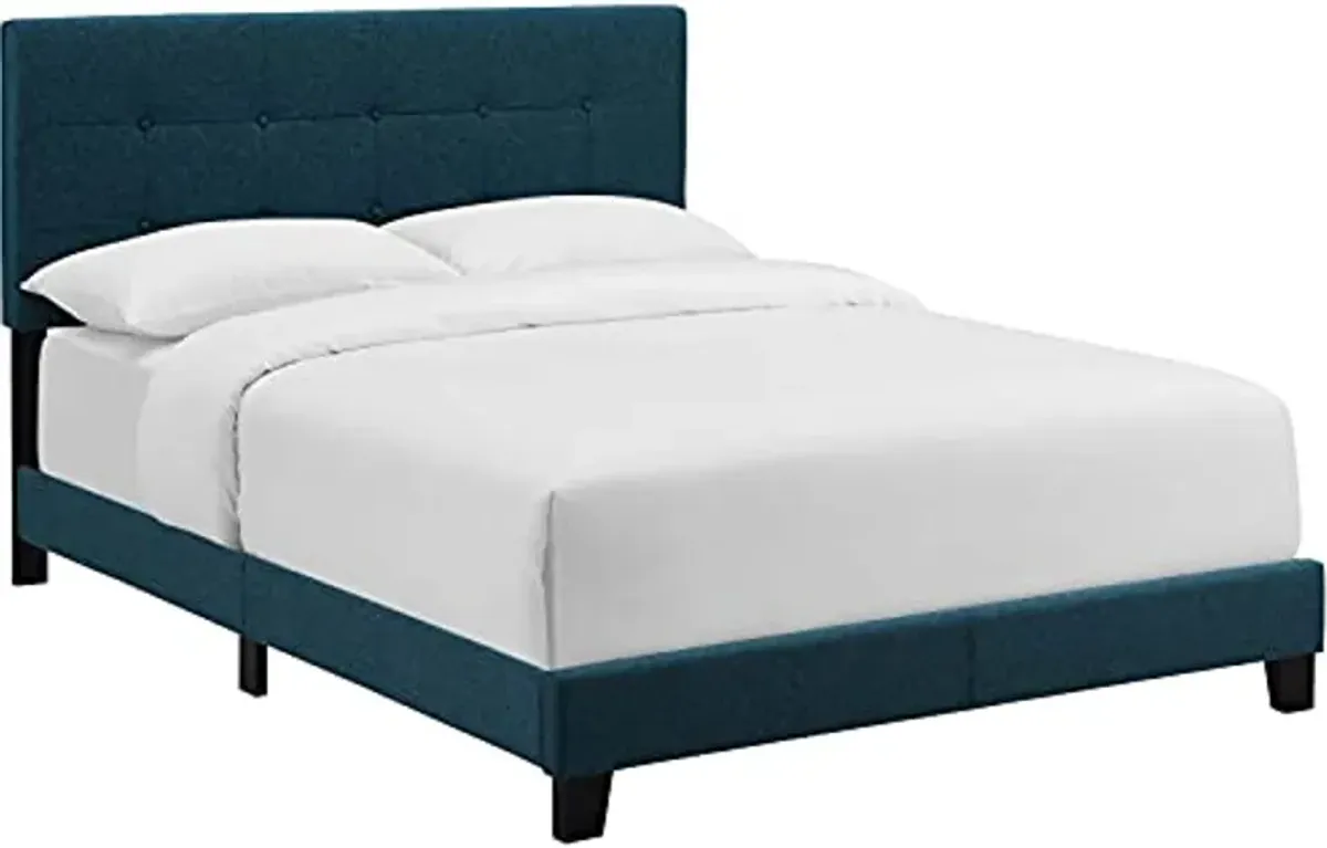 Modway Amira Tufted Fabric Upholstered King Bed Frame With Headboard In Azure