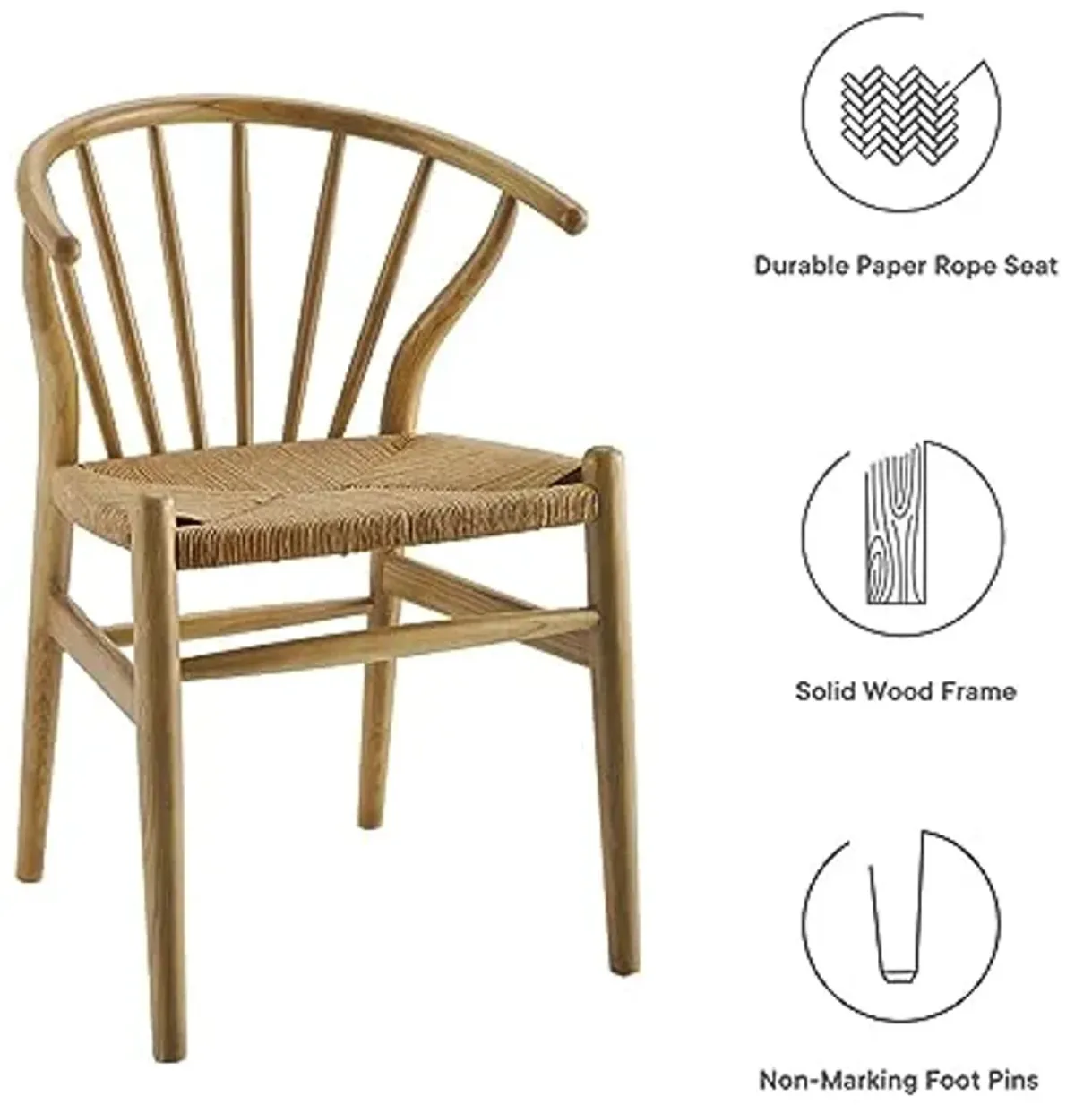 Modway Flourish Mid-Century Modern Rustic Farmhouse Wood Dining Chair in Natural