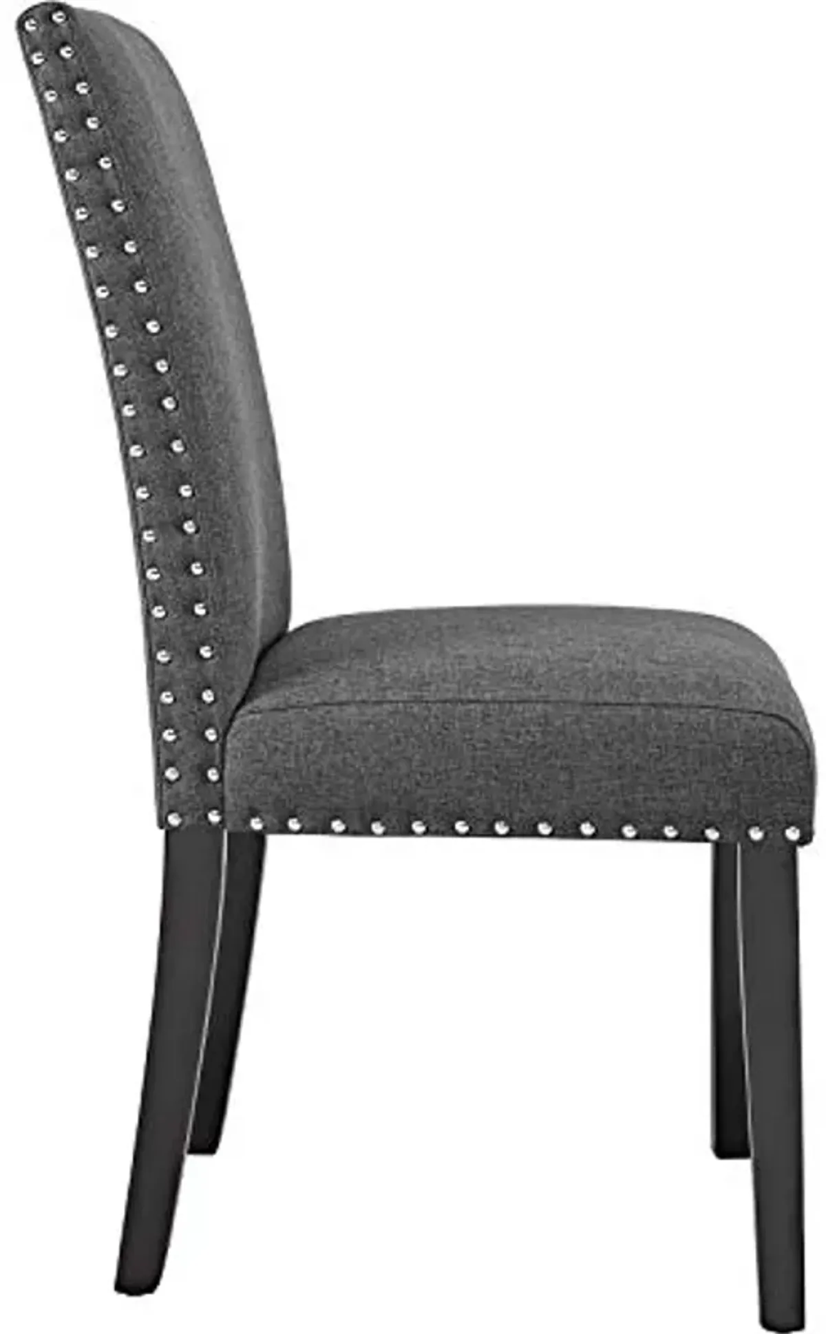 Modway Parcel Modern Upholstered Fabric Two Dining Chairs with Nailhead Trim in Gray