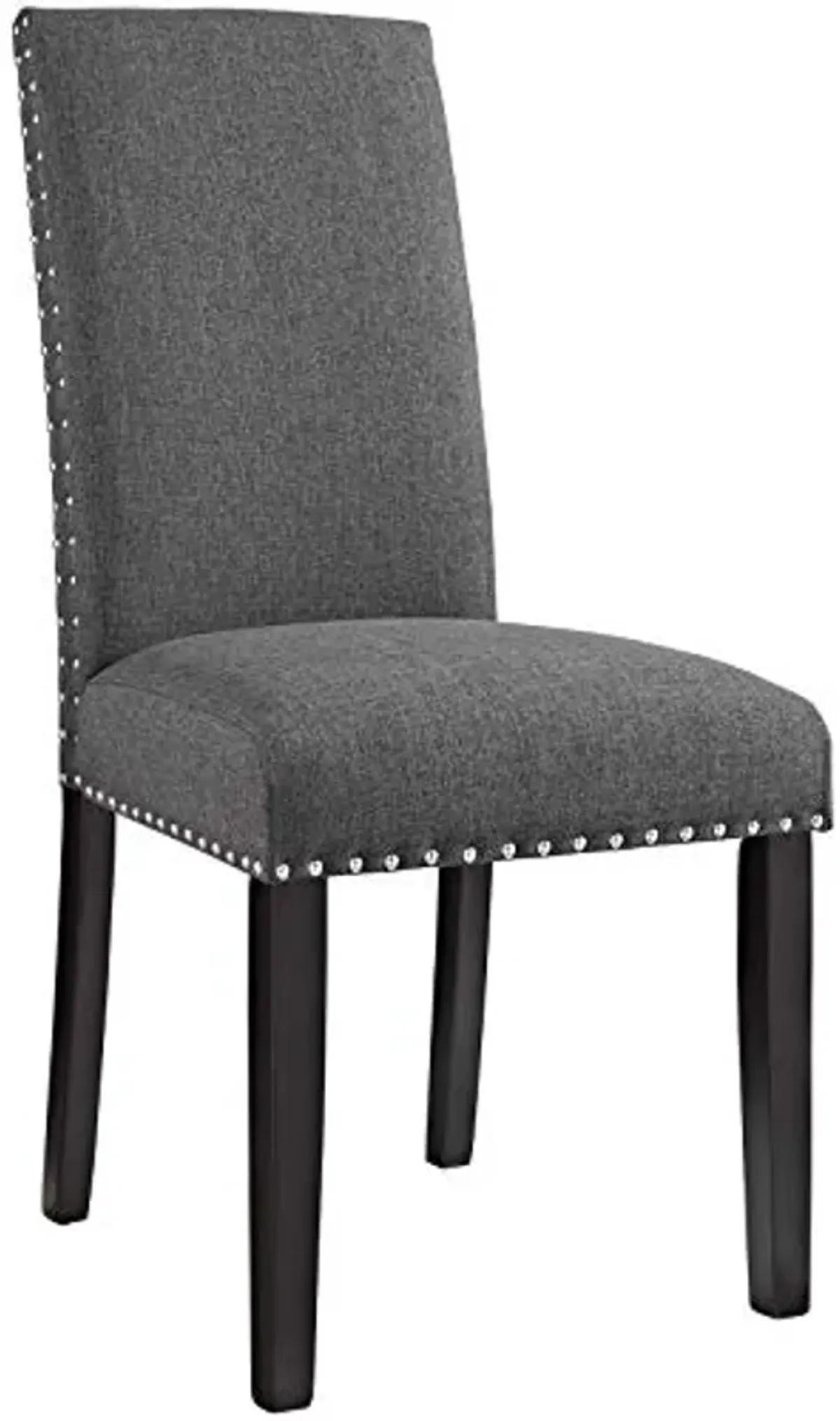 Modway Parcel Modern Upholstered Fabric Two Dining Chairs with Nailhead Trim in Gray