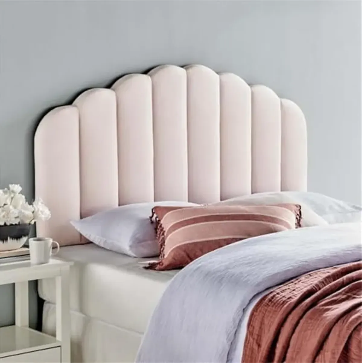 Modway Veronique Twin Modern Performance Velvet Headboard in Pink