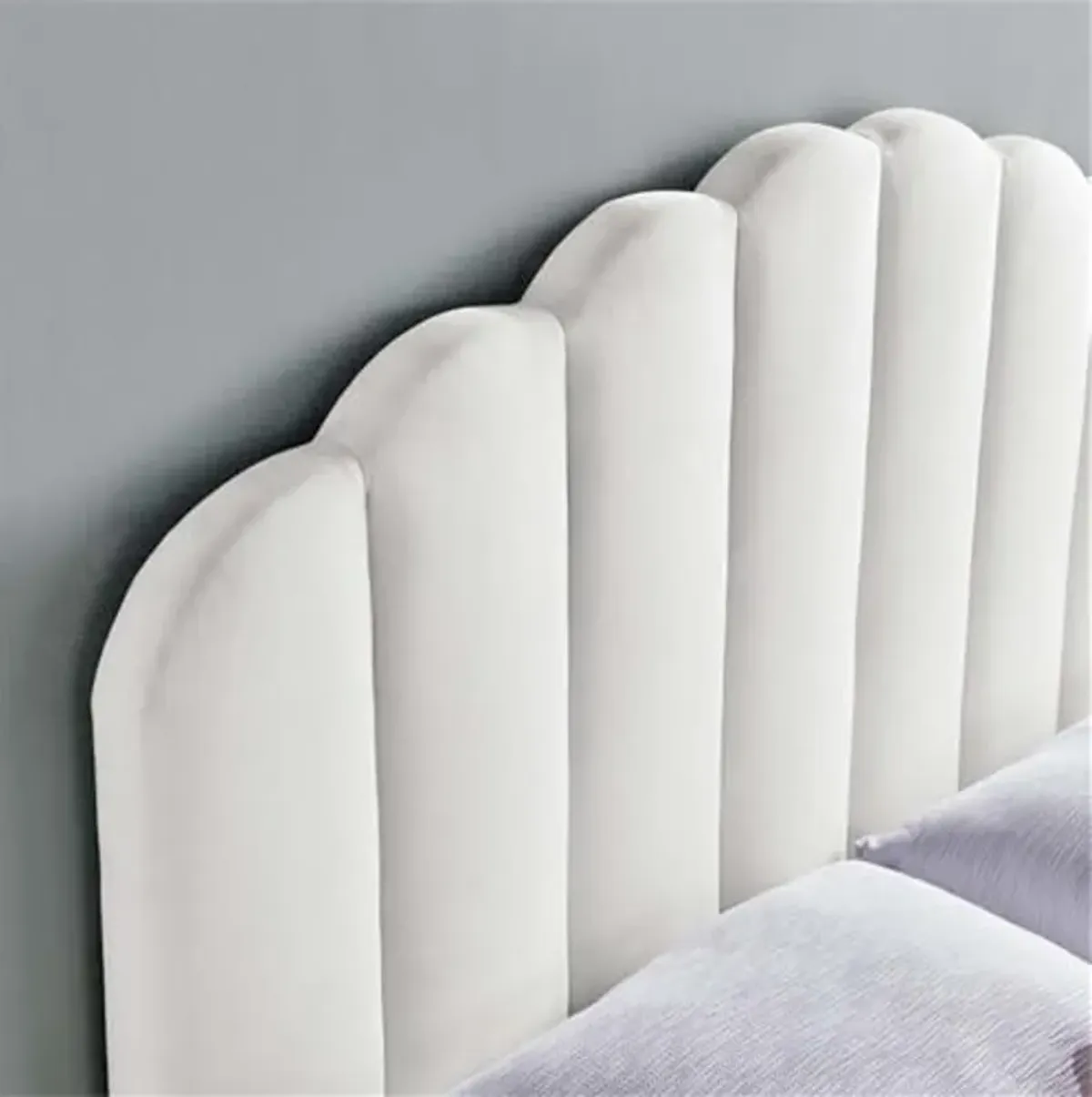 Modway Veronique Twin Modern Performance Velvet Headboard in White