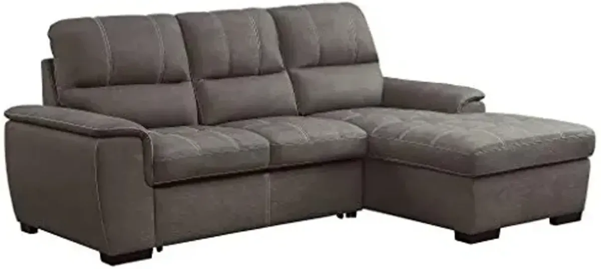 Homelegance 98" Convertible Sectional Sofa with Storage, Taupe