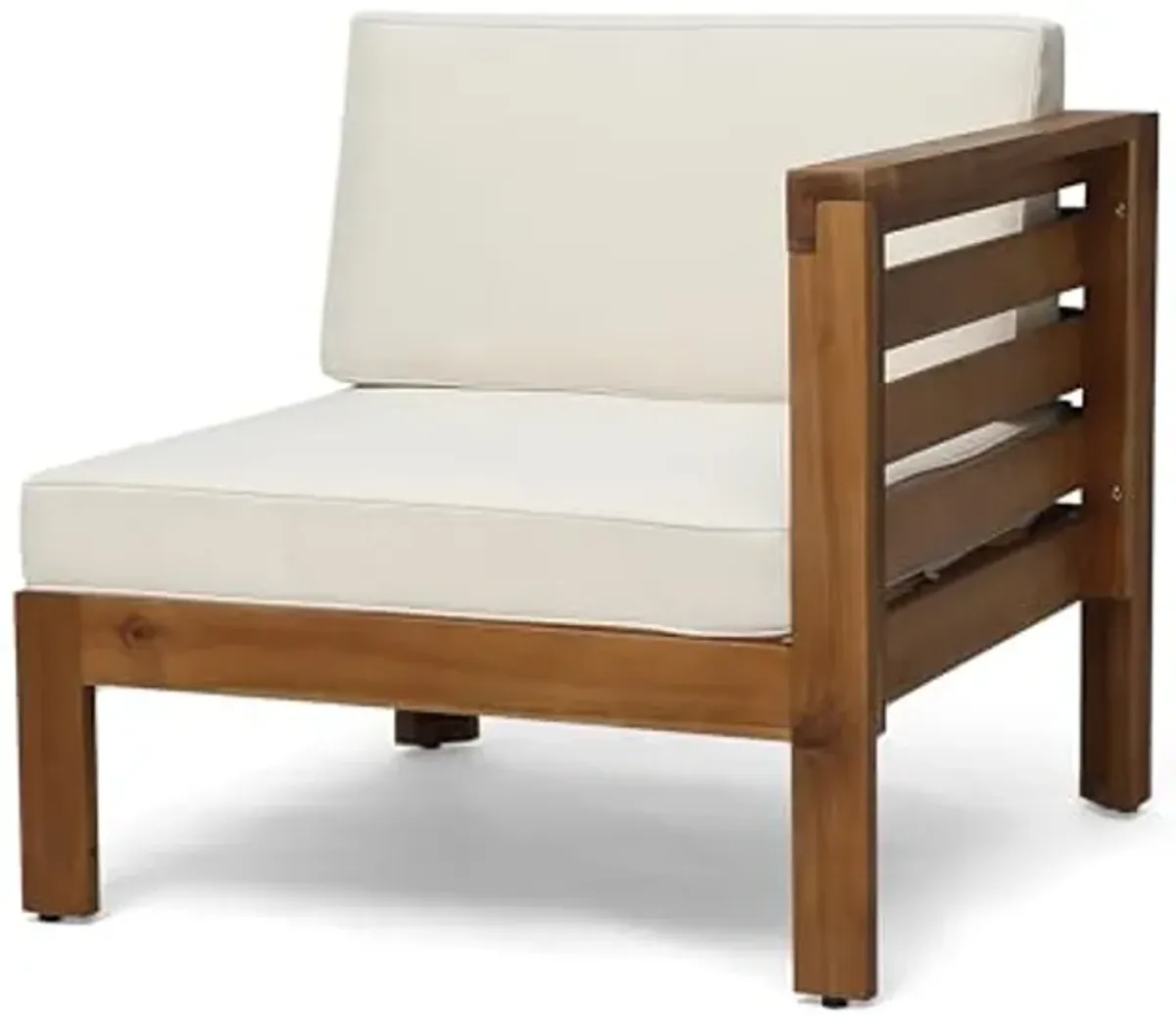 Christopher Knight Home Alice Outdoor 5 Piece Acacia Wood Sofa Set, Teak Finish, Beige