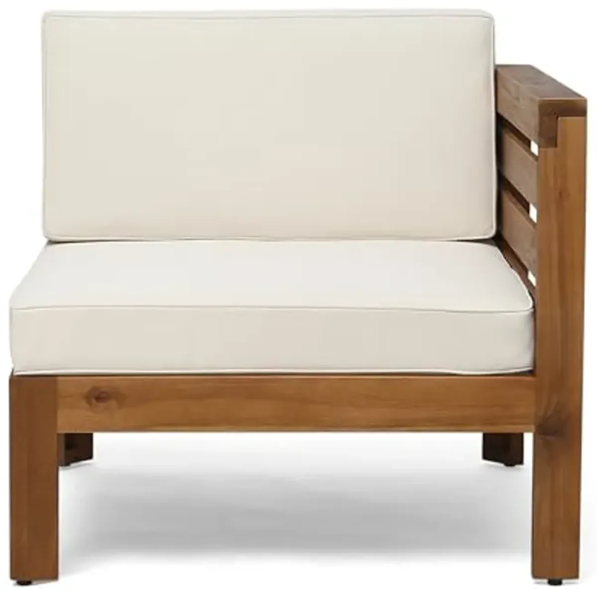 Christopher Knight Home Alice Outdoor 5 Piece Acacia Wood Sofa Set, Teak Finish, Beige