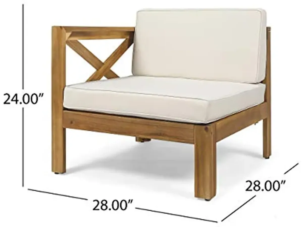 Christopher Knight Home Mamie Outdoor Acacia Wood 5 Piece Sofa Set, Teak Finish, Beige