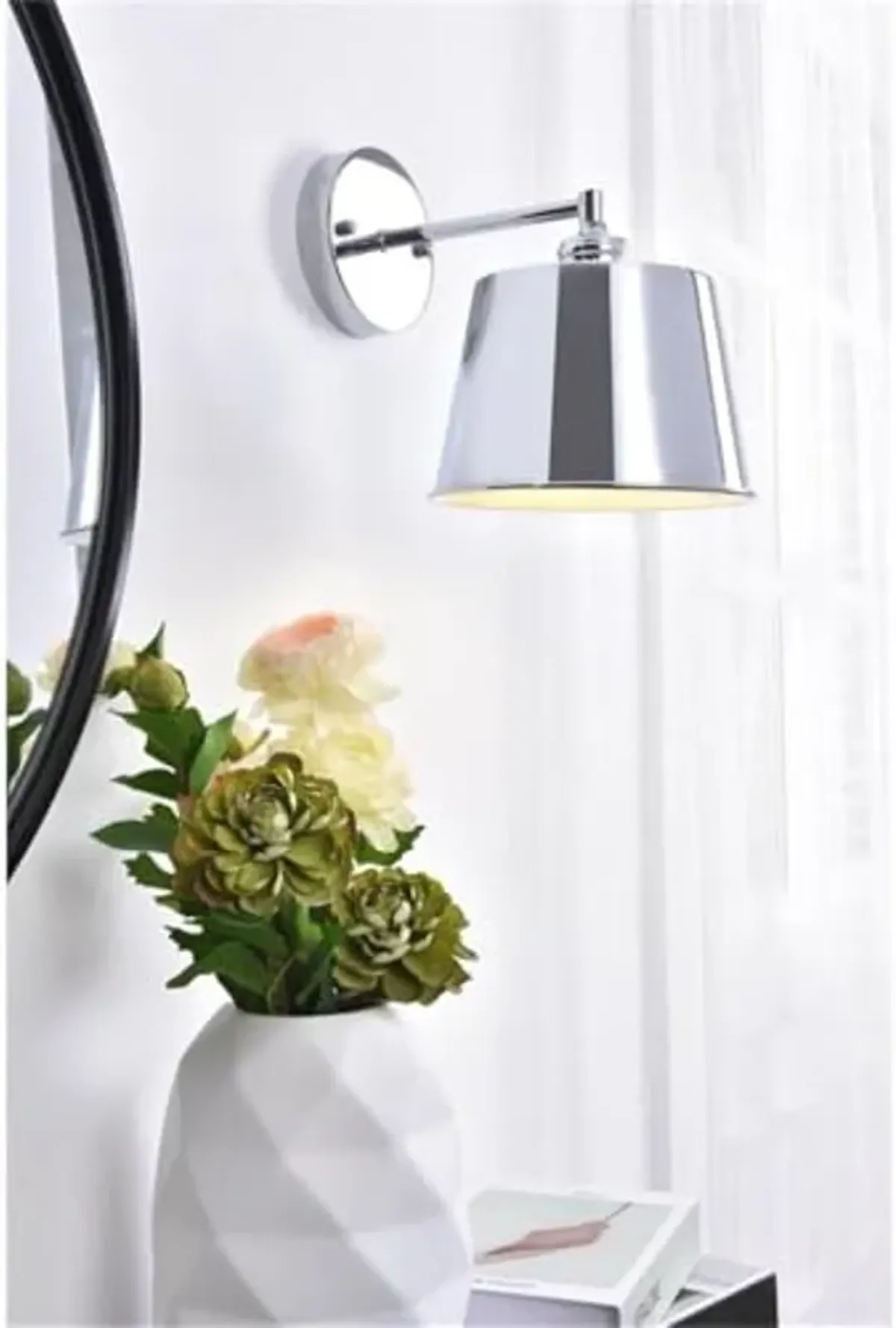 Elegant Lighting Living District NOTA 1-Light Mid-Century Metal Wall Sconce in Chrome Finish