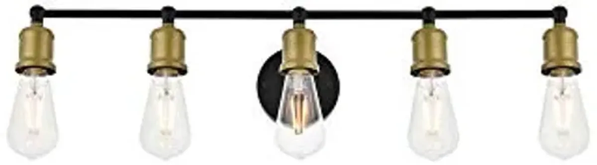 Elegant Lighting Living District Indoor Modern Home Decorative Bright Ceiling Serif 5 Light Brass and Black Wall Sconce