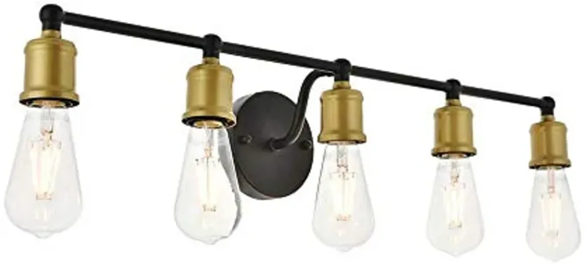 Elegant Lighting Living District Indoor Modern Home Decorative Bright Ceiling Serif 5 Light Brass and Black Wall Sconce