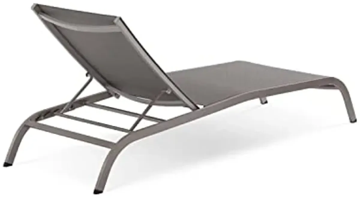 Modway Savannah Modern Aluminum Outdoor Chaise Lounge in Gray (Set of 2)