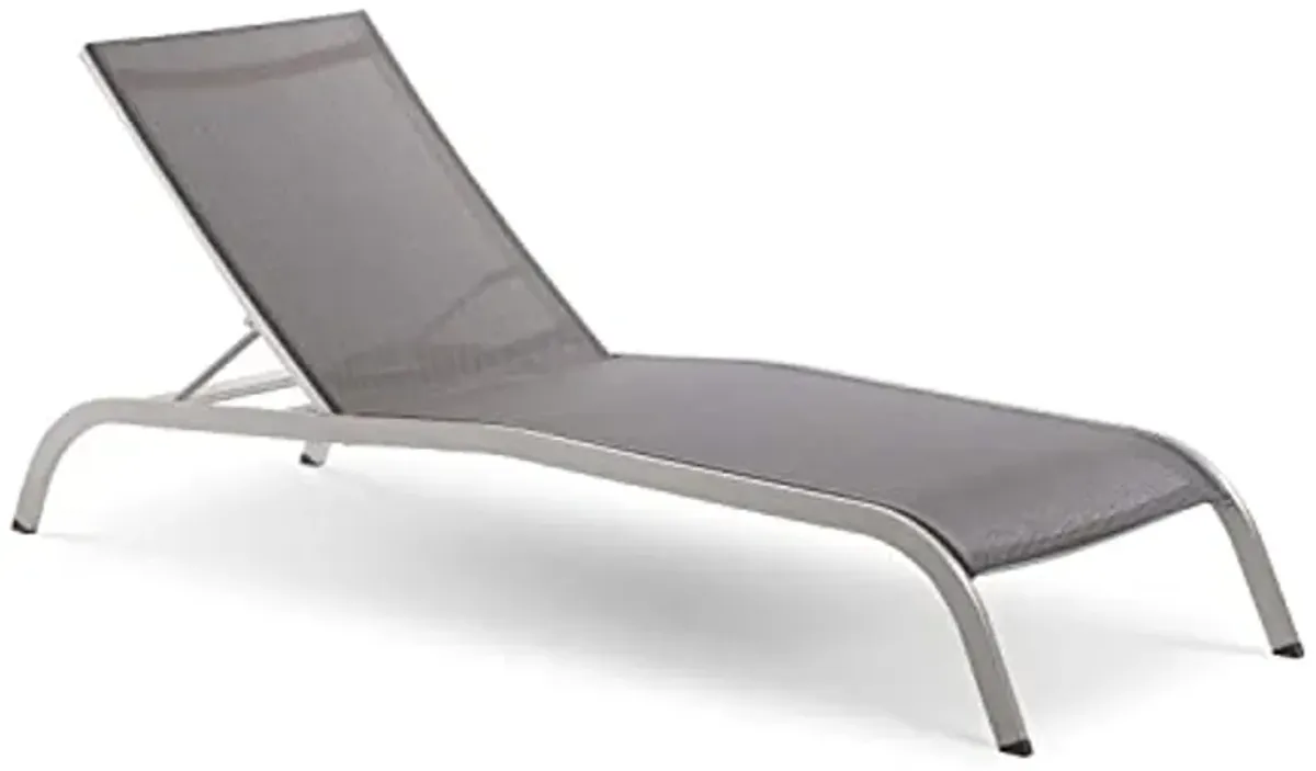 Modway Savannah Modern Aluminum Outdoor Chaise Lounge in Gray (Set of 2)