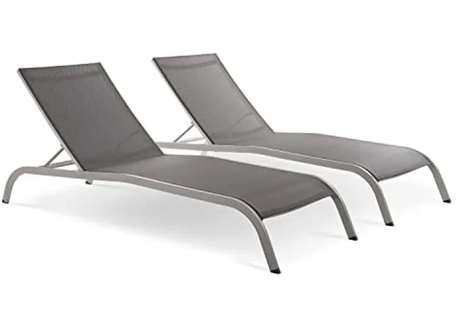 Modway Savannah Modern Aluminum Outdoor Chaise Lounge in Gray (Set of 2)